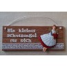 Schild rötlich  " Ein kleiner Schutzengel..."  Metall Engel rot/weiss