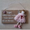 Schild natur  " Engel sieht man..."  Stoffengel rosa