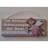 Schild natur  " Ein kleiner Schutzengel...." Holz Engel/rosa