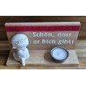 Teelicht natur  " Schön, dass es...."  Mädchen mit Herz/Band rot