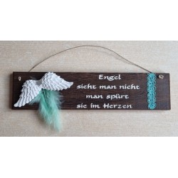 Schild dunkel " Engel sieht man..." Flügel/mint