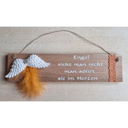 Schild natur " Engel sieht man..." Flügel/orange