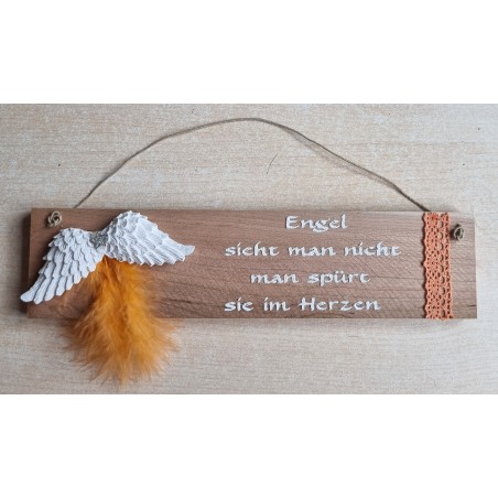 Schild natur " Engel sieht man..." Flügel/orange