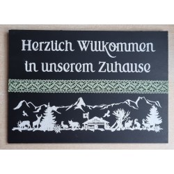 Schild schwarz " Herzlich Willkommen " Alpenfeeling/hellgrün