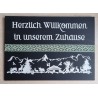 Schild schwarz " Herzlich Willkommen " Alpenfeeling/hellgrün
