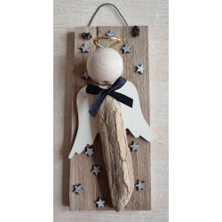 Schild Schwemmholz Engel Holz Flügel/Masche schwarz