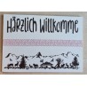 Schild weiss/braun/rosa" Härzlich Willkomme/Alpenfeeling "