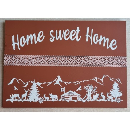 Schild terracotta/weiss/lachs " Home sweet Home/Alpenfeeling "