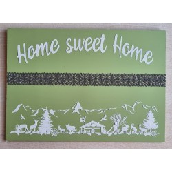 Schild grün/weiss/taupe " Home sweet Home/Alpenfeeling "