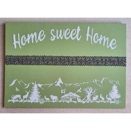 Schild grün/weiss/taupe " Home sweet Home/Alpenfeeling "