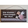 Schild dunkel " Ein kleiner Schutzengel..." Holz Engel/rosa