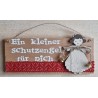 Schild natur " Ein kleinerSchutzengel..." Holz Engel/rot