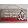 Schild natur " Ein kleiner Schutzengel..." Holz Engel mit Herz /rot