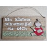 Schild natur " Ein kleiner Schutzengel..." Holz Engel mit Buch /hellgrün