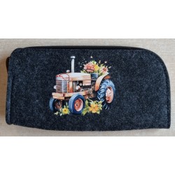 Filz Federmäppchen anthrazit Traktor