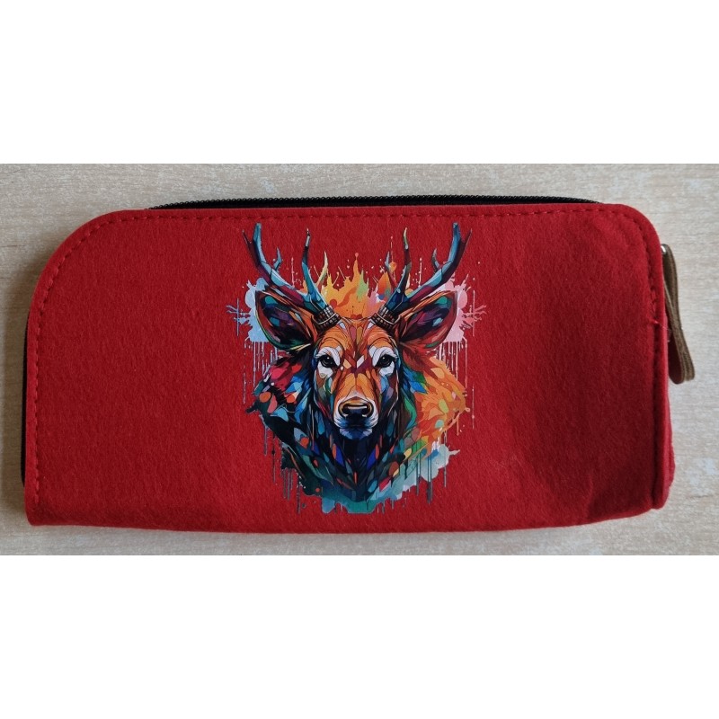Filz Federmäppchen rot Hirsch