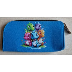 Filz Federmäppchen blau Dinosaurier