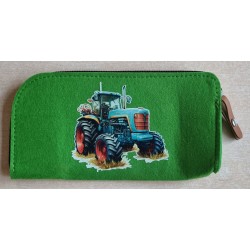 Filz Federmäppchen grün Traktor