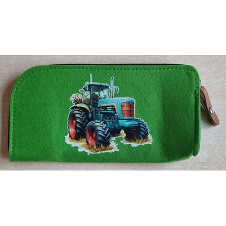 Filz Federmäppchen grün Traktor