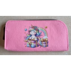 Filz Federmäppchen rosa Einhorn