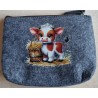 Filz Necessaire anthrazit Kuh/Stroh/Wiese