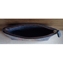 Filz Necessaire hellgrau Pferdekopf braun