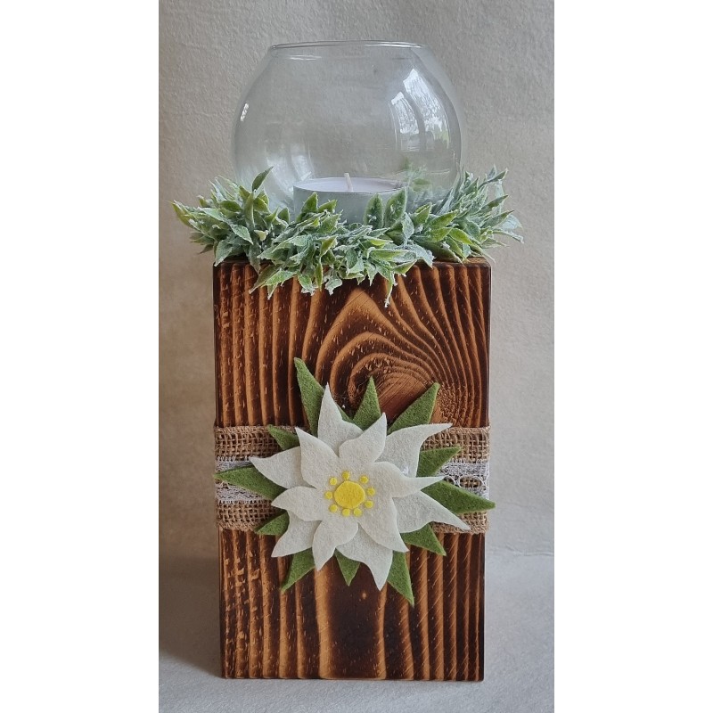 Teelicht Pfosten Edelweiss/geflammt 1