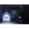 Holz Balken mit LED Haus/Kuh und Edelweiss