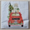 Serviette  Rotes Auto/Geschenke und Weihnachtsbaum