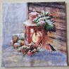 Serviette  Laterne im Schnee/Vogel