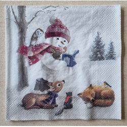 Serviette  Schneemann/Fuchs/Rehkitz