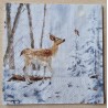 Serviette  Reh im Wald/Schnee/Vogel