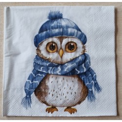 Serviette Eule mit Schal und Mütze
