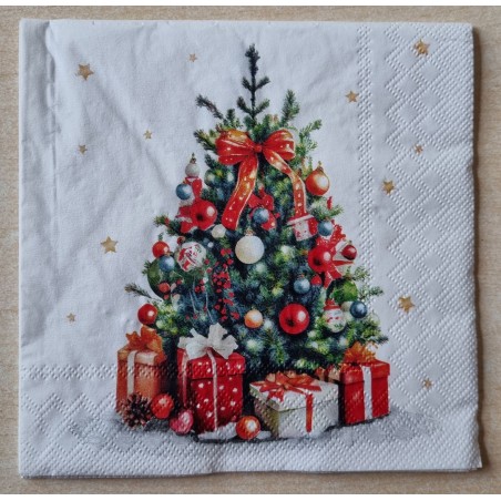 Serviette  Weihnachtsbaum mit Paketen