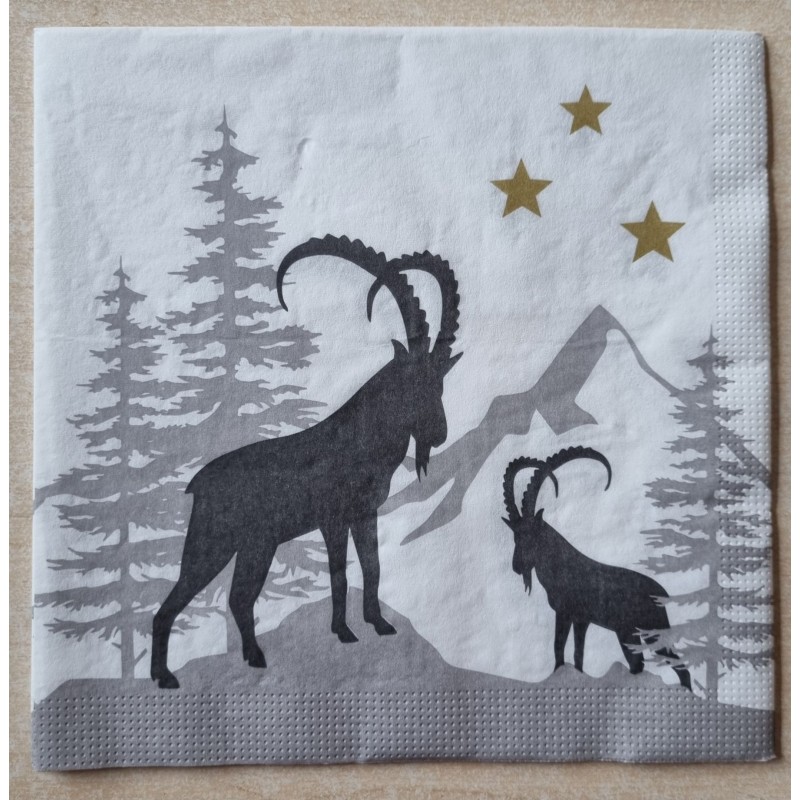Serviette  Steinböcke/Sterne/Berge
