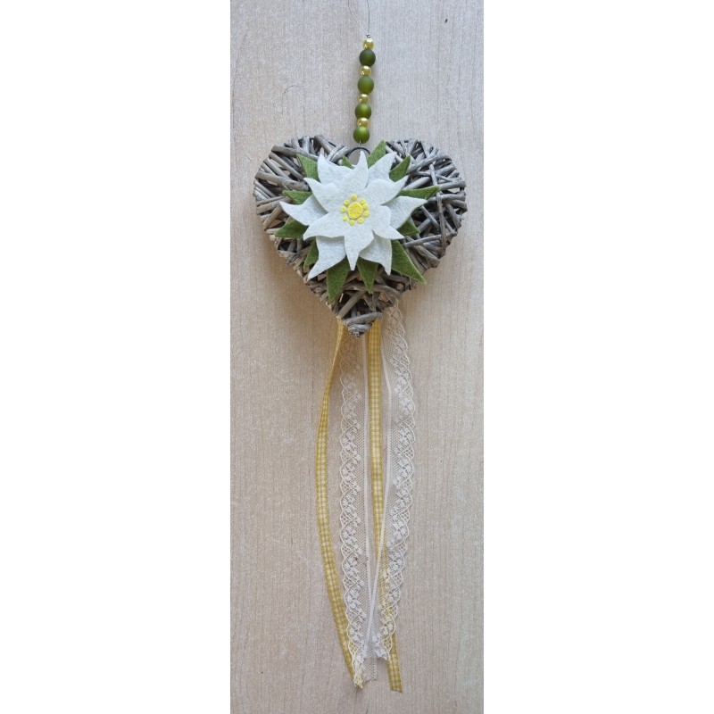 Tür/Wanddeko Weideherz mit Edelweiss