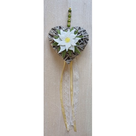 Tür/Wanddeko Weideherz mit Edelweiss