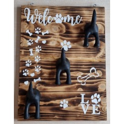 Garderobe geflammt  " Welcome"/drei Hundehintern schwarz