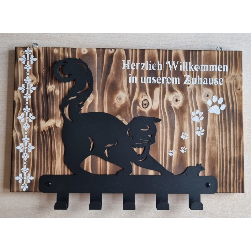 Garderobe geflammt Katze und Maus/Herzlich....