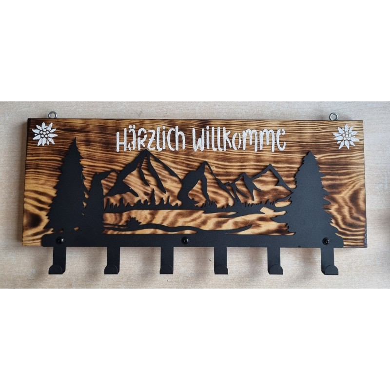 Garderobe geflammt Berge/Härzlich Willkomme