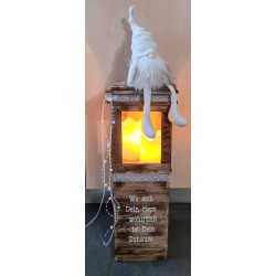 Laterne geflammt mit Wichtel weiss