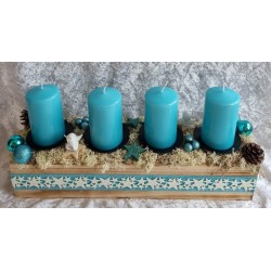 Adventsgesteck türkis