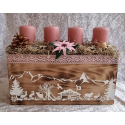 Adventsbalken geflammt Alpenfeeling/rosa
