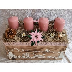Adventsbalken geflammt Alpenfeeling/rosa
