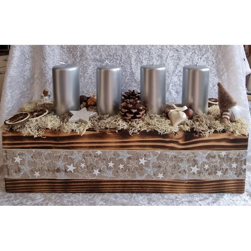 Adventsbalken geflammt/silberfarbig