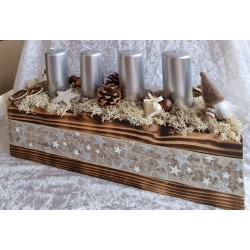 Adventsbalken geflammt/silberfarbig