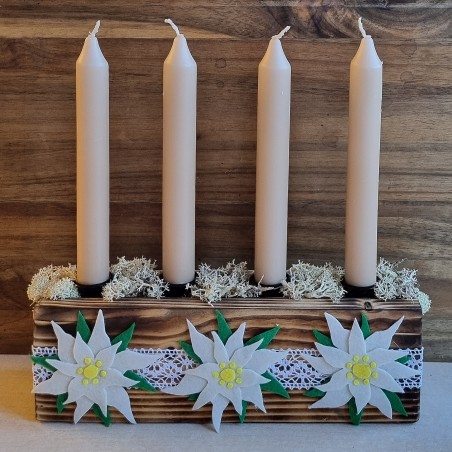 Adventsgesteck Edelweiss beige