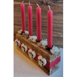 Adventsgesteck Edelweiss rot