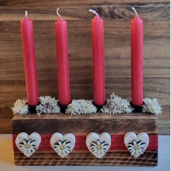 Adventsgesteck Edelweiss rot