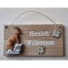 Schild natur Herzlich Willkommen/Steinbock